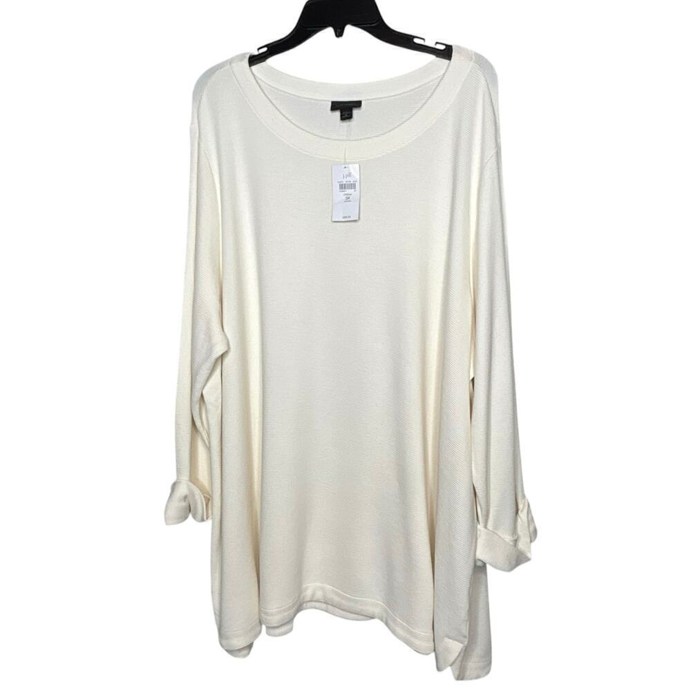 J. Jill Cream Long Sleeve Wearever Collection Ribbed Tunic Top Size 3XL New